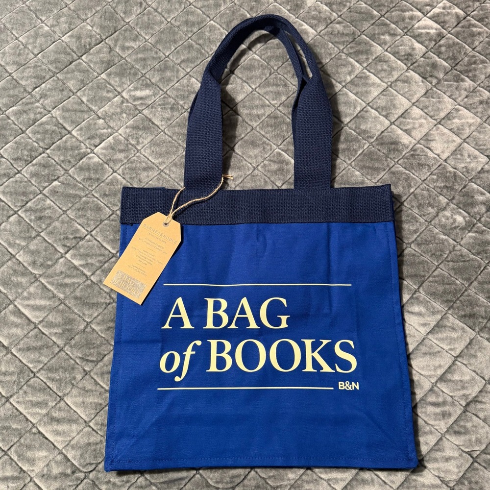 Barnes & Noble A Bag of Books Blue Organic‎ Cotton Tote Bag Re-Wrap NEW